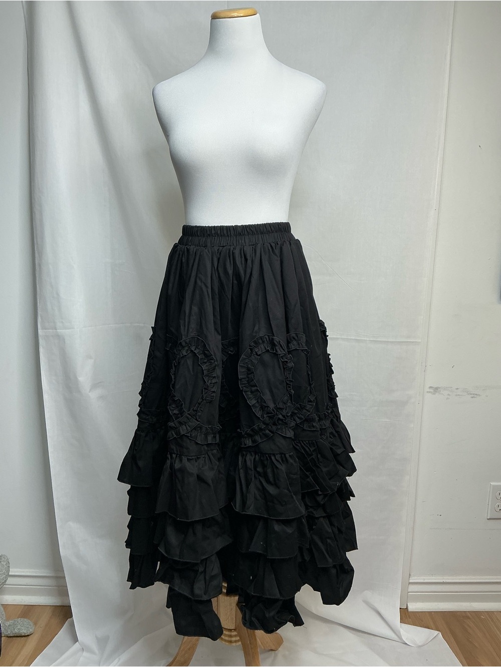 2076 - Black Tiered Ruffle Maxi Skirt